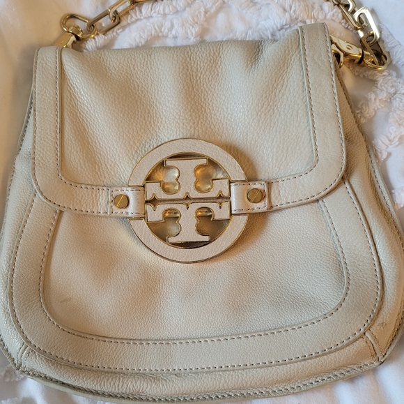 Tory Burch Cream + Gold Leather Crossbody Bag - Picture 2 of 11